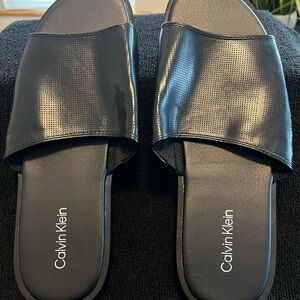 Calvin Klein Black Perforated Slides